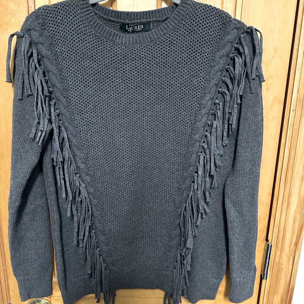 New Without Tags Gray, Fringe Ralph Lauren Sweater.